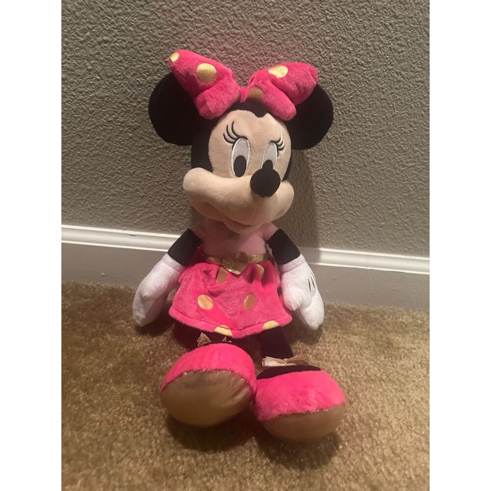 NWOT Minnie Mouse Plush Doll with Gold Polka Dots - 16"